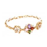 18kt G.P. Gemstone Cluster Bracelet Marquis Shapes