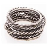 Vintage Sterling Silver Ring, Multi Rope Wrap Desi