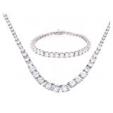 Chic Tennis Necklace & Matching Bracelet Set - (.8