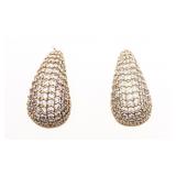 18kt BGO Pave Set Pear Shape Stud Back Earrings