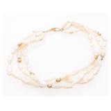 Triple Strand FW Pearl Bracelet w/ 14kt Gold Space