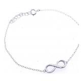 925 Sterling Silver Bracelet, Diamond Set Infinity