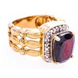 Sterling Silver/GP Oval Garnet Ring