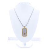 Stainless Steel w/ 24kt G.P. Necklace & Tag Swarov