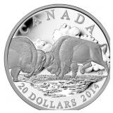 2014 $20 The Bison: The Fight - Pure Silver Coin