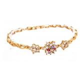 18kt G.P.Gemstone Cluster Bracelet Multi Colour