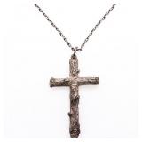 Vintage Sterling Silver Cross Pendant & Chain Set