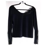 Black Fancy Pullover Blouse Size M