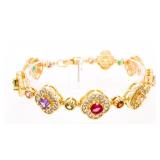 18kt Gold Overlay Gemstone Bracelet