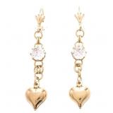 18kt BGO Drop Puffed Heart Earrings