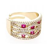 18kt G.P. Fancy Wave Design Band Ring Pave Set Rub