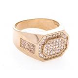18kt Oro Laminado Signet Style Ring Pave Set Gemst
