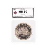 Canada 1966 Silver Dollar Cameo MS60 KSA