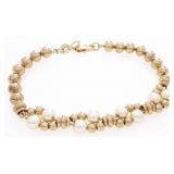 18kt BGO Gold Bead & Pearl Bracelet  (7.5")