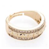 18kt Oro Laminado Two Row Pave Gemstone Ring