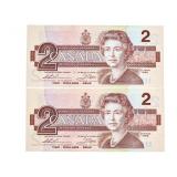 Lot 2 Canada 1986 Two Dollars in Sequence