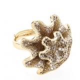 18kt G.P. Fancy Nugget Burst Style Ring -Pave Set