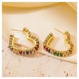 18kt GP Gemstone Heart Shape Earrings