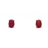 Gold Filled GenuineOval Cut Ruby Stud Earrings
