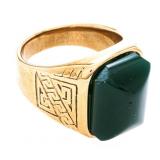 Estate 18kt G.P. Jadite Signet Style ring Size 12