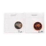 Lot 2 - Canada 2001 PL One Cent & Ten Cent Coins