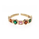 18kt G.P. Princess Cut Gemstone Ring Multi Colour