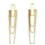 18kt GP Rectangular Stud Back Earrings w/ Chains