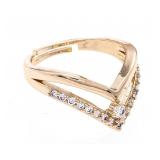18kt Oro Laminado Double V Design w/ Gemstones