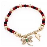 18kt BGO Flex Bracelet Coral Bead, Gold Beads, Dra