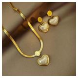 18kt GP Herring Bone Necklace w/ Matching Earrings