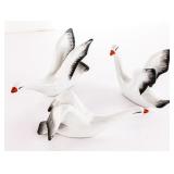 Set of Three Ceramic Swan Figurines