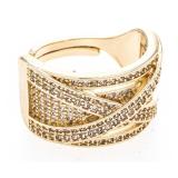 18kt Gold Overlay Stacking Band Ringwith "X" Des