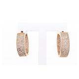 18kt BGO Pave Set Hoop Style Earrings CZ