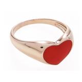 18kt BGO Heart Shape Red Enamel Ring