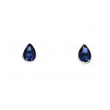 Sterling Silver Pear Cut Genuine Blue Saphire Earr