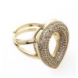 18kt G.P. Oval Shape Pave Ring Size -Adjust.