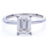 Genuine Moissanite Solitaire Ring, Fancy Emerald C
