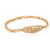 18kt G.P. Fancy Bracelet w White Gemstones