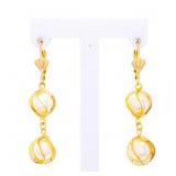 18kt Gold Overlay 2 Tier Drop Pearl Earrings