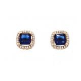 18kt BGO Cushion Cut Saphire Blue Stud Earrings