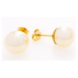 18kt Gold Overlay Pearl Stud Earrings 10-12mm