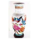 Decorative Porcelain Vase with Bird and Flower Des