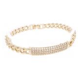 18kt BGO Bracelet, Curb Link w. Pave CZ Gemstone B