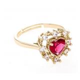 18kt G.P. Heart Shape Ring - Gemston Adjust Band
