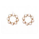 18kt Oro Laminado Round Shape Pearl Stud Earrings