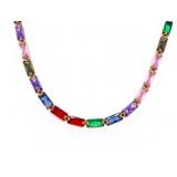 18kt Oro Laminado Baguette Cut Mixed Gemstone Neck