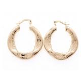 18kt Oro Laminado Flat Design Hoop Style Earrings