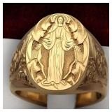 18kt GP Ring Religouse Design Etching