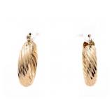 18kt Oro Laminado Chunky Rope Design Hoop Earrings