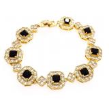 18kt BGO Fancy Square Link With Gemstone & Swarovs